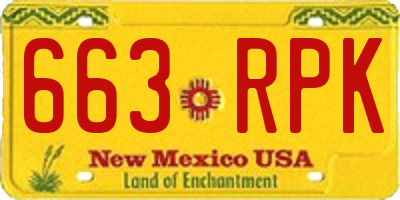NM license plate 663RPK
