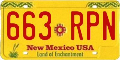 NM license plate 663RPN