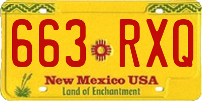 NM license plate 663RXQ