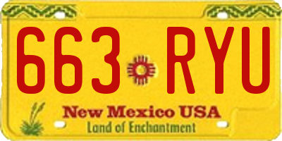 NM license plate 663RYU