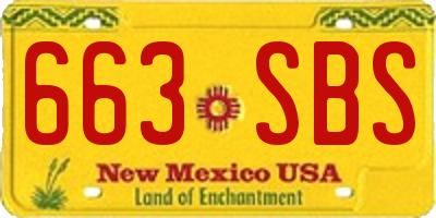 NM license plate 663SBS