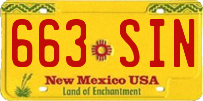 NM license plate 663SIN