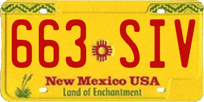 NM license plate 663SIV