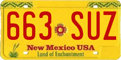 NM license plate 663SUZ