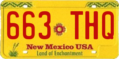 NM license plate 663THQ