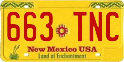 NM license plate 663TNC