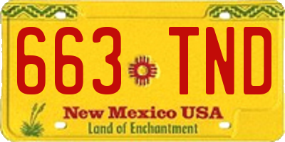 NM license plate 663TND