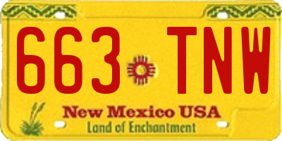 NM license plate 663TNW