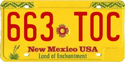 NM license plate 663TOC
