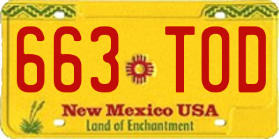 NM license plate 663TOD