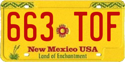 NM license plate 663TOF