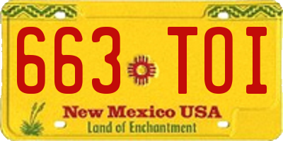 NM license plate 663TOI