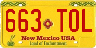 NM license plate 663TOL