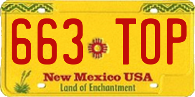 NM license plate 663TOP