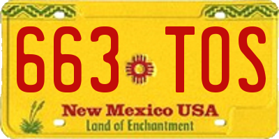 NM license plate 663TOS