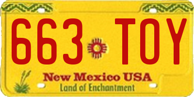 NM license plate 663TOY