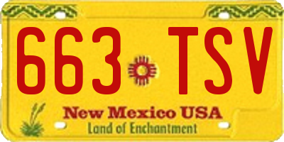 NM license plate 663TSV