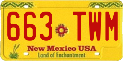 NM license plate 663TWM