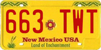 NM license plate 663TWT