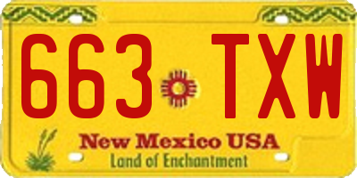 NM license plate 663TXW