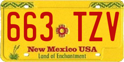 NM license plate 663TZV