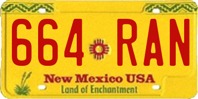 NM license plate 664RAN