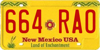 NM license plate 664RAO