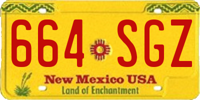 NM license plate 664SGZ