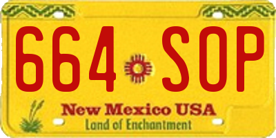 NM license plate 664SOP