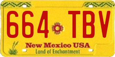 NM license plate 664TBV
