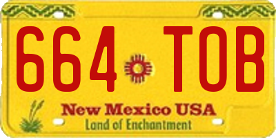 NM license plate 664TOB