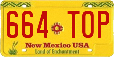 NM license plate 664TOP