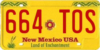 NM license plate 664TOS