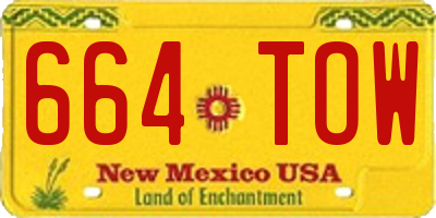 NM license plate 664TOW