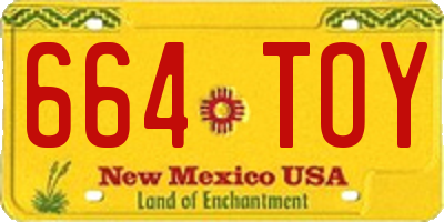 NM license plate 664TOY