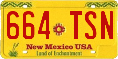 NM license plate 664TSN