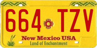 NM license plate 664TZV