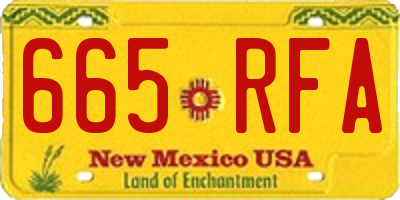 NM license plate 665RFA