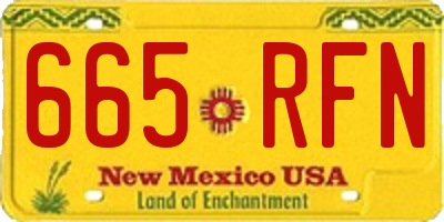 NM license plate 665RFN