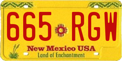 NM license plate 665RGW