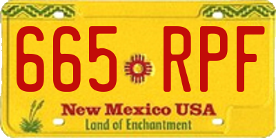 NM license plate 665RPF