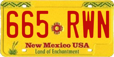 NM license plate 665RWN