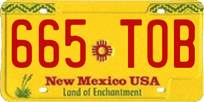 NM license plate 665TOB