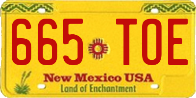 NM license plate 665TOE