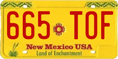 NM license plate 665TOF