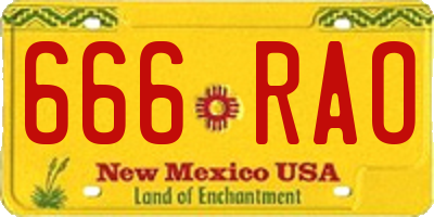 NM license plate 666RAO