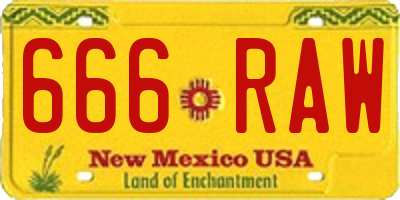 NM license plate 666RAW
