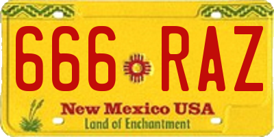 NM license plate 666RAZ