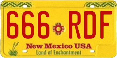 NM license plate 666RDF