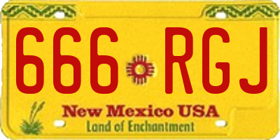 NM license plate 666RGJ